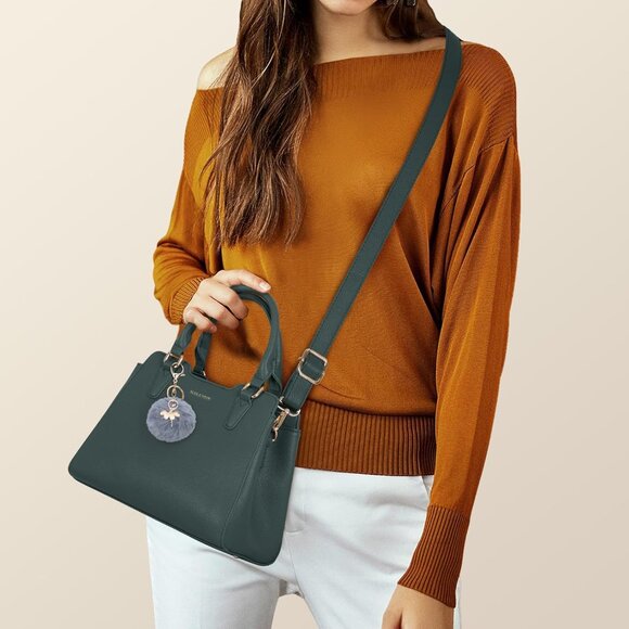 Women Dark Green PU leather Top-Handle Waterproof Anti Theft Leather Handbag - Picture 8 of 8